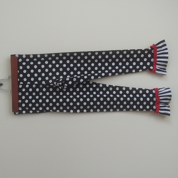 Emily Rose black , white polkadot elastic waist pant with stripe flutter… - Picture 3 of 5